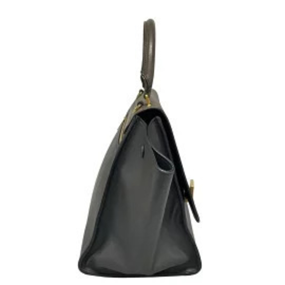 Celine Trapeze Handbag Gray Beige Black Leather